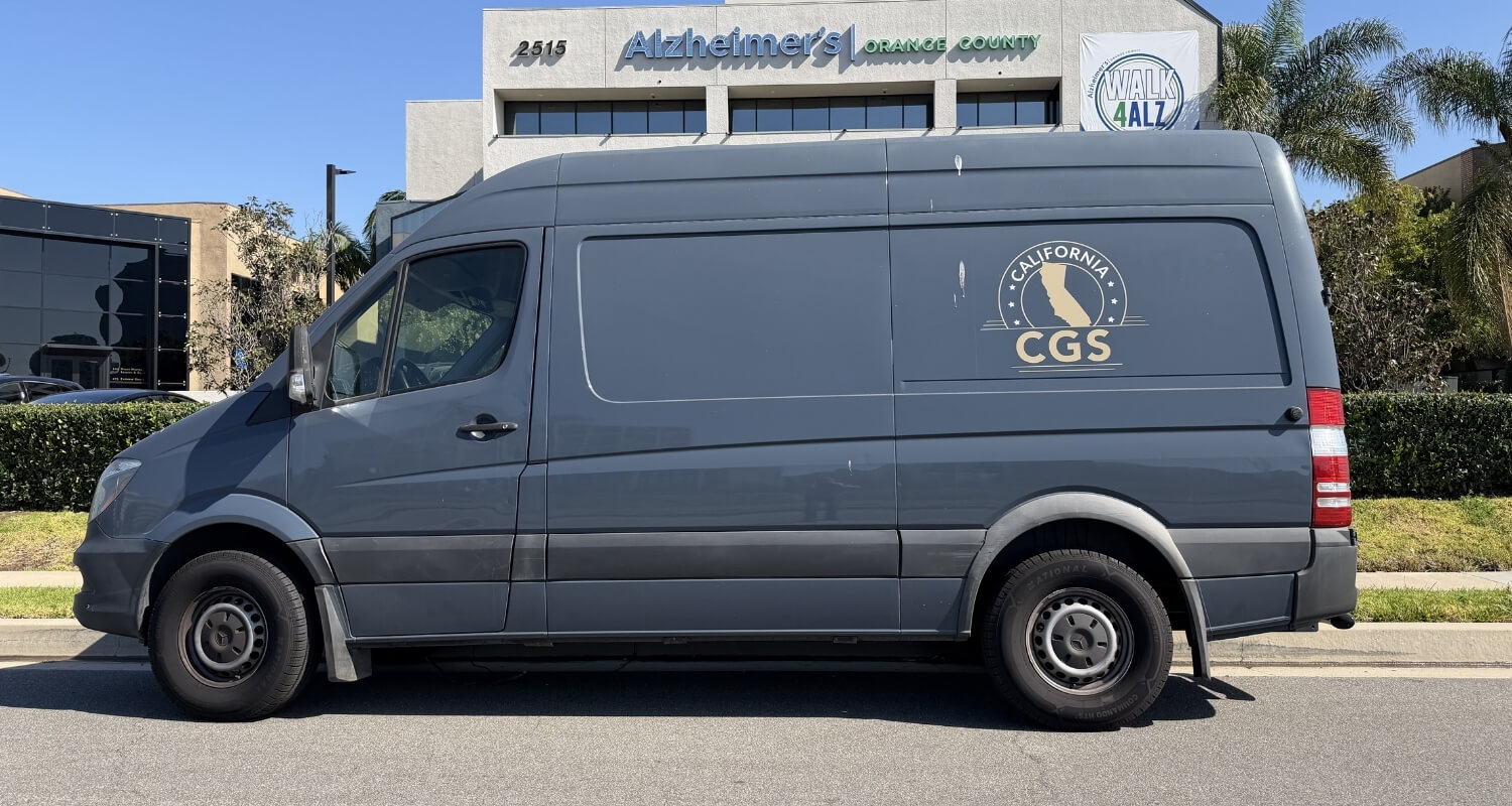California Gun Services vehicle for firearm and ammunition pickup in Orange County, California.