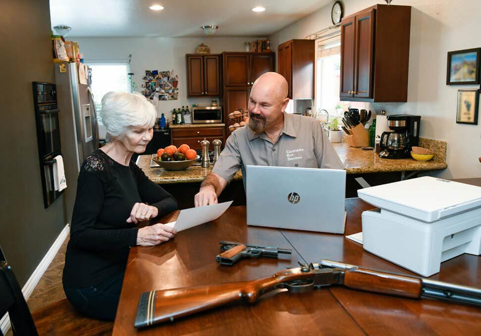 Jeff meeting with homeowner who wants to dispose of guns legally. This is during a firearm appraisal and gun collection purchase in Orange County, CA.