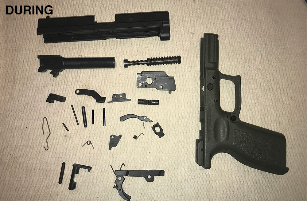 gun after it has been disassembled during gun disposal process