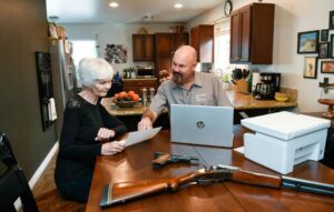 Jeff meeting with homeowner for firearm appraisal