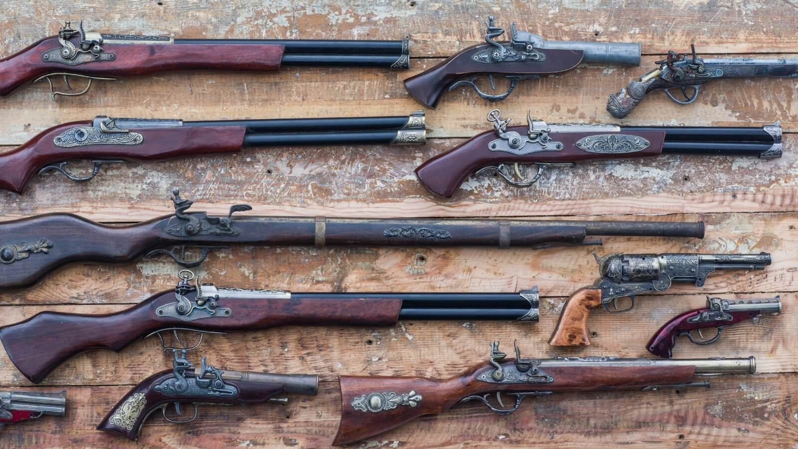 Antique firearms being appraised